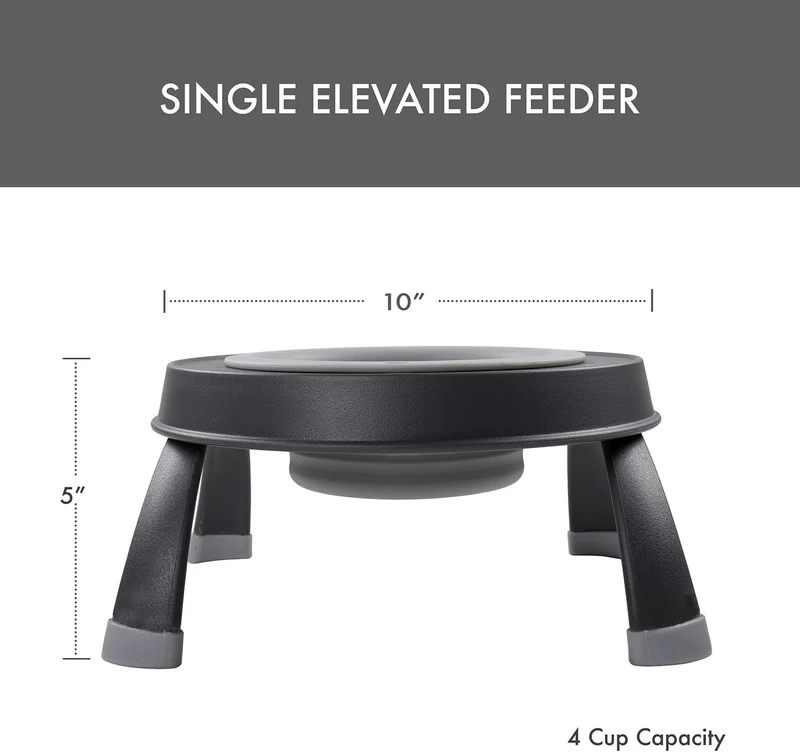 Dexas Pets Futternapf, erhöht, gross, 4 Tassen, Hellgrau Large/4 Cup Capacity Hellgrau, Large/4 Cup