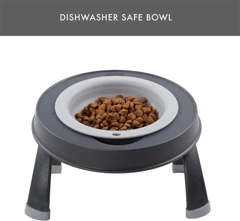 Dexas Pets Futternapf, erhöht, gross, 4 Tassen, Hellgrau Large/4 Cup Capacity Hellgrau, Large/4 Cup