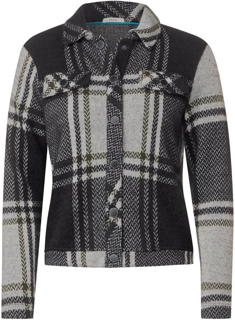 Cecil Damen B320782 Jacquard Jacke Kariert L Schwarz, L Schwarz