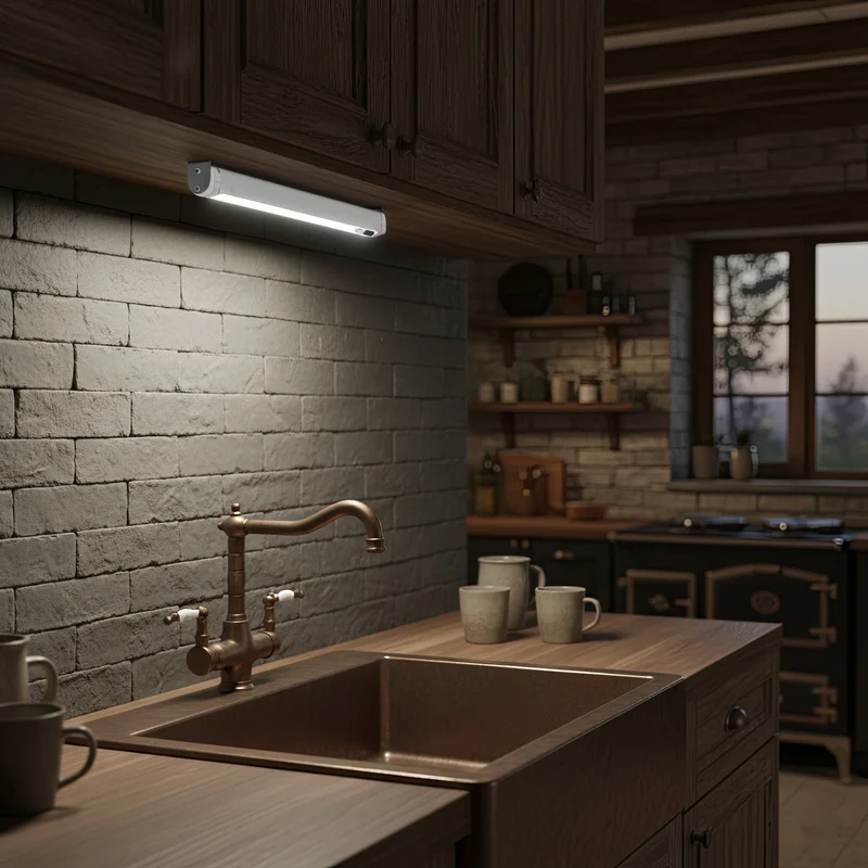Maclean Energy MCE166 Under Shelf LED Light with PIR Motion Sensor Battery Powered Wireless