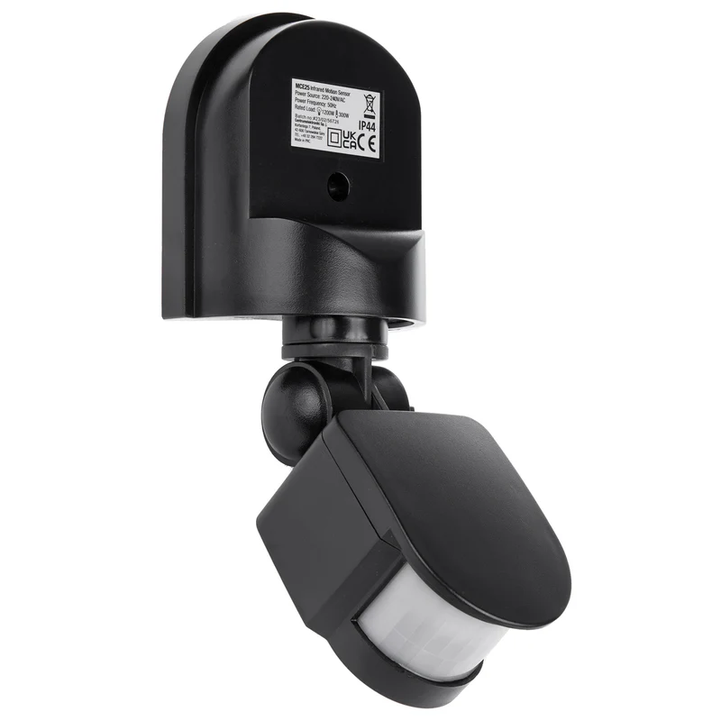 Maclean wall-mounted motion and dusk sensor, 180°, max. 1200W, black and white, MCE25