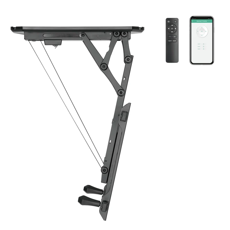 Maclean MC-880T Electric Ceiling TV Bracket WiFi Remote Control TUYA Mobile App Support, max VESA 600x400 Flat & Sloping Ceiling Wall Remote Control Smart 32"-70" 35kg