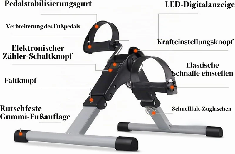 Mini Klappbar Bike, Pedaltrainer Mini-Heimtrainer Fahrrad, Minifahrrad Bewegungstrainer Fitnessgerät