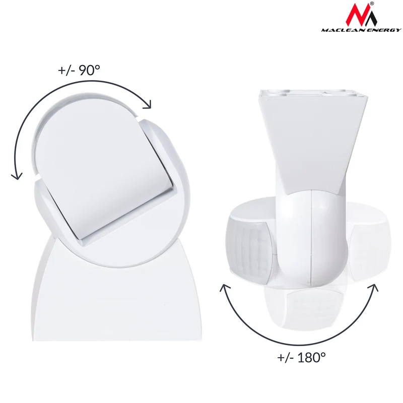 Infrared Motion Detector PIR Modern Range 12m Color White IP65 Maclean Energy MCE201W