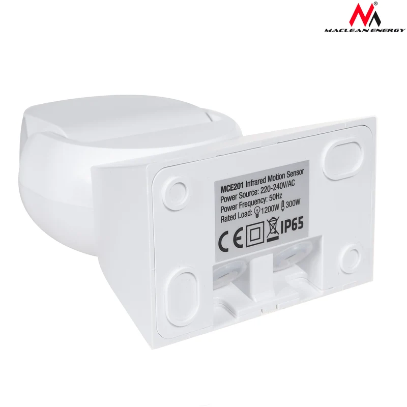Infrared Motion Detector PIR Modern Range 12m Color White IP65 Maclean Energy MCE201W
