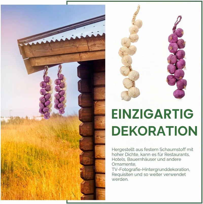 FOMIYES 2 Stücke Künstliche Knoblauch String Lebensechte Gef?lschte Knoblauch H?ngen Girlande Dekora