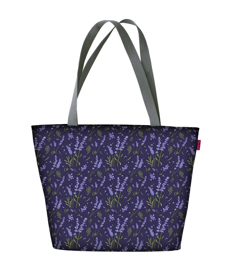 Bertoni Shoulder Bag, Zipper, Weather-Resistant, Durable Print, Lavender Pattern