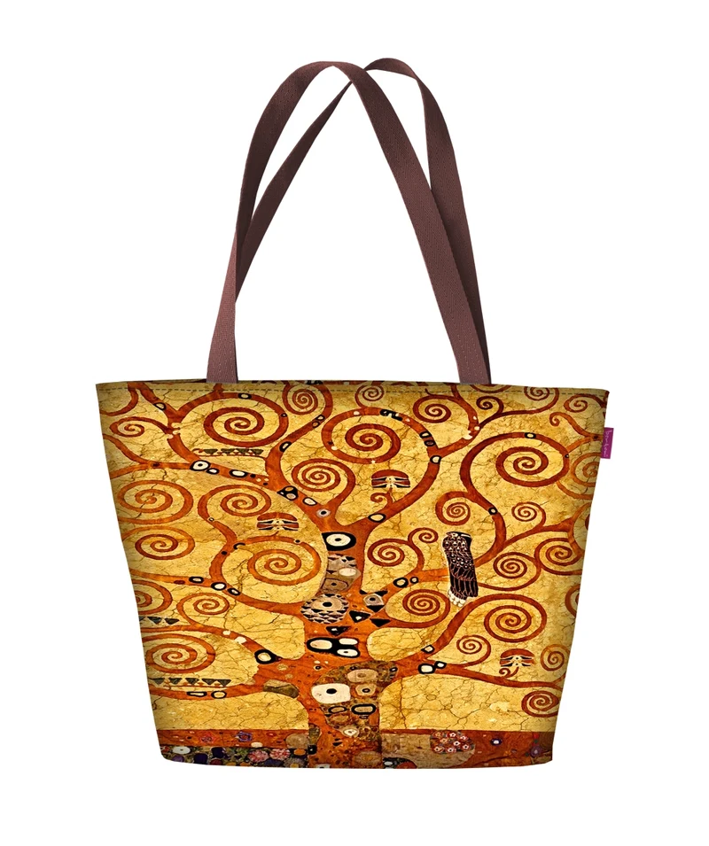 Bertoni shoulder bag, zipper, weather-resistant, durable print, Golden Tree design