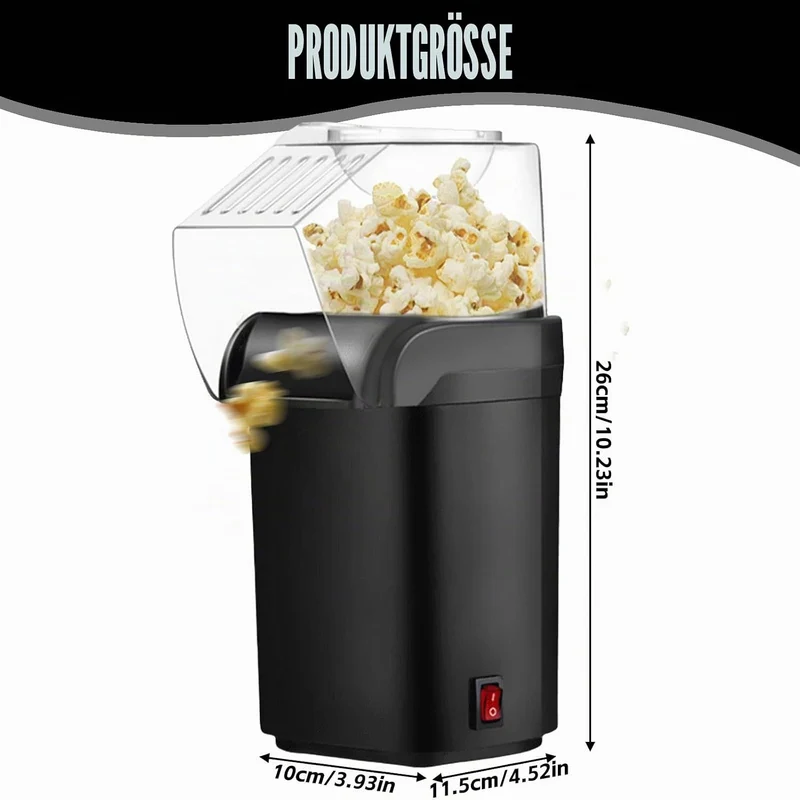 Popcornmaschine: 1200W HeissLuft Popcornmaschine, Selbstgemachte Popcorn Maker, Gesund& Ölfrei, 2 Mi