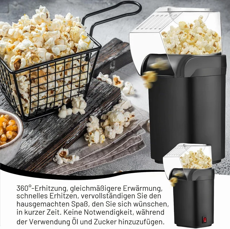 Popcornmaschine: 1200W HeissLuft Popcornmaschine, Selbstgemachte Popcorn Maker, Gesund& Ölfrei, 2 Mi