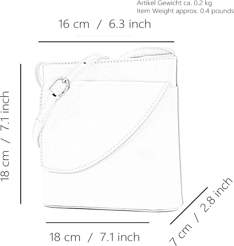 modamoda de - D17- ital Kleine Umhängetasche aus Leder Himmelblau, Himmelblau