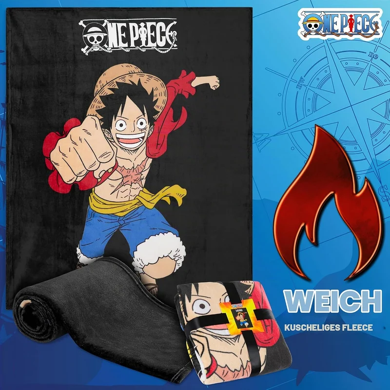 One Piece Decke Fleece Kuscheldecke Flauschig für Männer, Teenager Merch Anime Geschenke