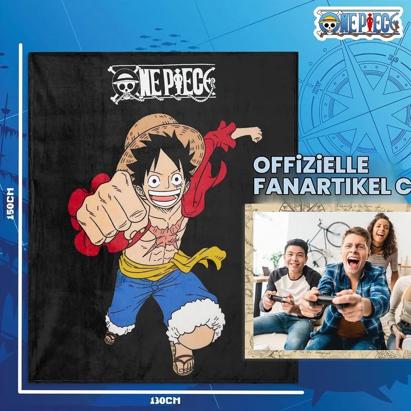 One Piece Decke Fleece Kuscheldecke Flauschig für Männer, Teenager Merch Anime Geschenke