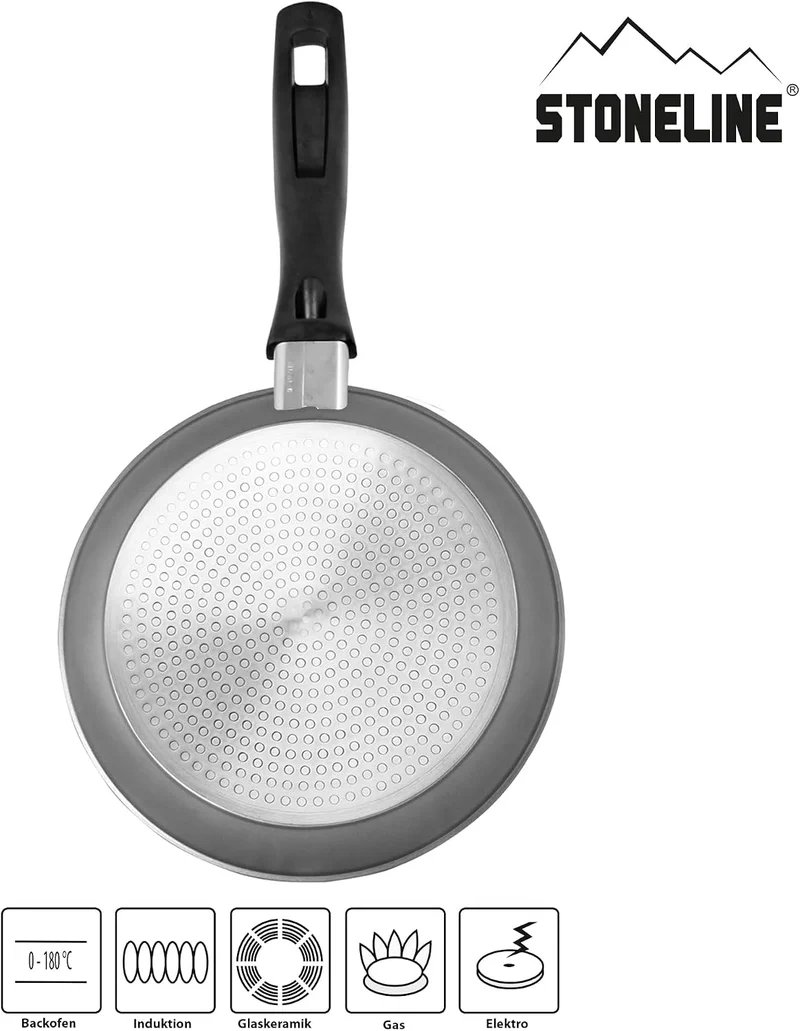 STONELINE Pfannenset 2 teilig, 20/26 cm, Antihaft beschichtete Pfanne mit echten Steinpartikeln, Pfa