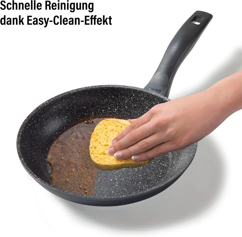 STONELINE Pfannenset 2 teilig, 20/26 cm, Antihaft beschichtete Pfanne mit echten Steinpartikeln, Pfa