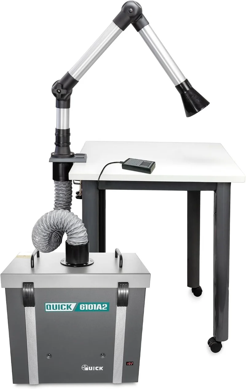 QUICK einarmiges Lötrauchfiltersystem 120W | 2-Gelenk-Absaugarm 1,05m und Düse 105mm | 3-stufige Fil