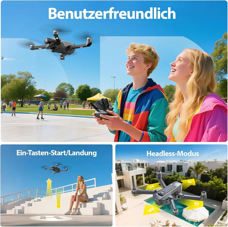 DEERC D25 Faltbare Drohne mit 1080P Kamera, RC Quadrocopter mit 5G FPV, 40 Min. Flugzeit, Optischer