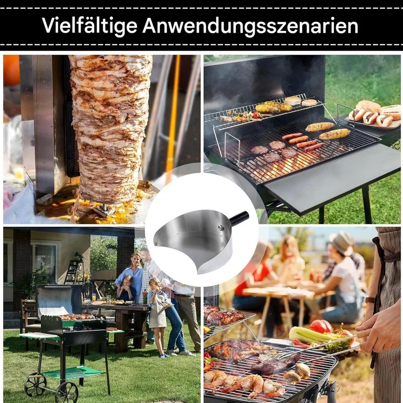 Grillschaufel Rotisserie Fleischfänger Pfannes Aus Edelstahl Fleisch Auffangpfanne Für Drehspiess, S