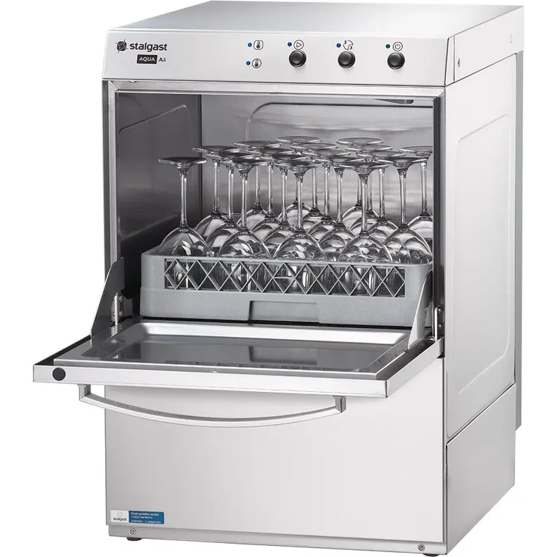 Gläserspülmaschine 2,77 kW mit Klarspülmitteldosier-,Reinigerdosier- und Ablaufpumpe