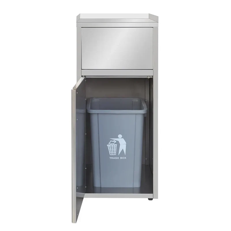 Müllbox aus Edelstahl mit Tonne 60L 50x53x120cm