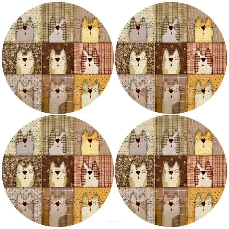 Bertoni Round Table Mat Set, 4 Pieces, 33 cm, Stylish and Durable,Pexeso Beige