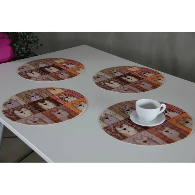 Bertoni Round Table Mat Set, 4 Pieces, 33 cm, Stylish and Durable,Pexeso Beige
