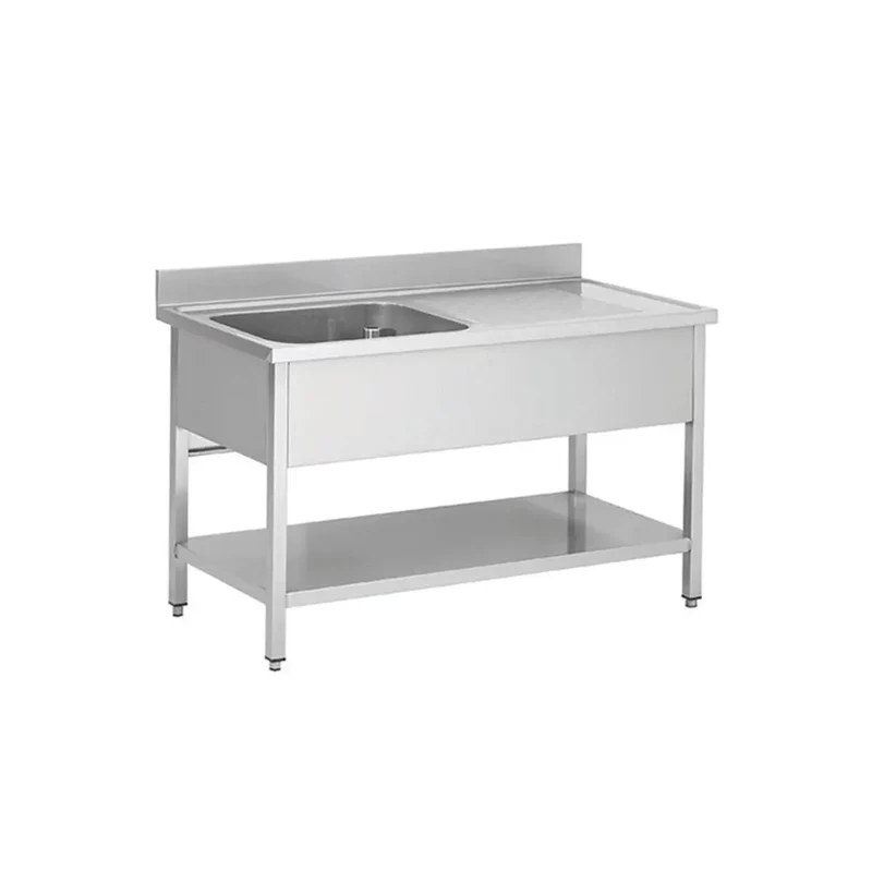 Spültisch aus Edelstahl Becken Links Tiefe 60