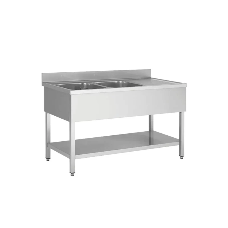 Spültisch aus Edelstahl Becken Links Tiefe 60