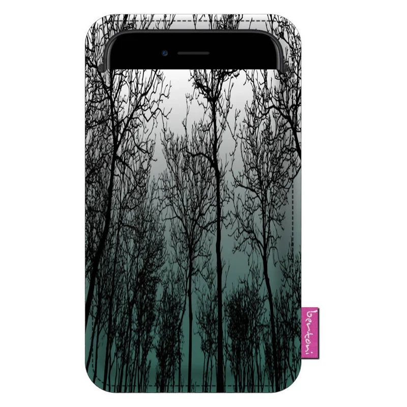 Bertoni Smartphone Felt Case Slide Pouch Protective 105x195 mm Decorative Pattern Forest Mood Trees