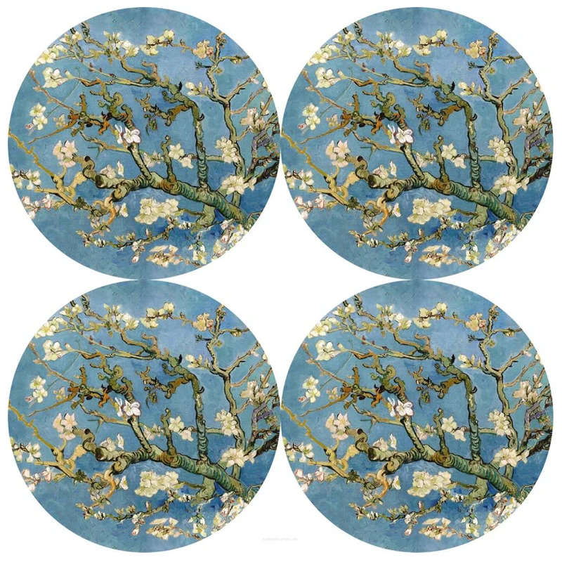 Bertoni Round Table Mat Set, 4 Pieces, 33 cm, Stylish and Durable, Almond Collection