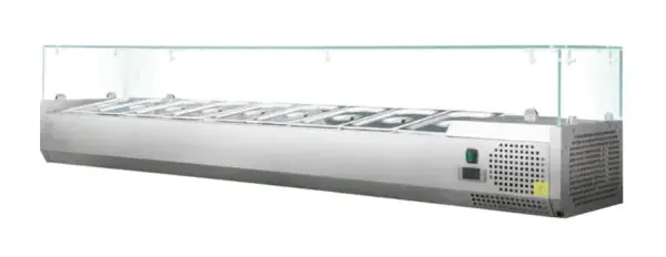 Kühlaufsatzvitrine GN 1/4, 120 x 34 mit Glasaufsatz