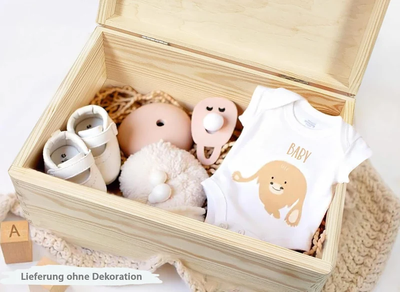 Little Deco Erinnerungsbox Baby Holzkiste mit Waldtiere | L - 40 x 30 x 22 cm Geburt & Taufe für Mäd