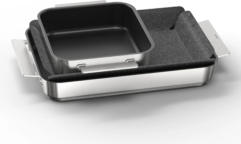 Bosch HEZ9FF030, Flex Pfannen-Set, Induktionsgeeignete Pfannen (Medium und Klein) mit Glasdeckel, 3-