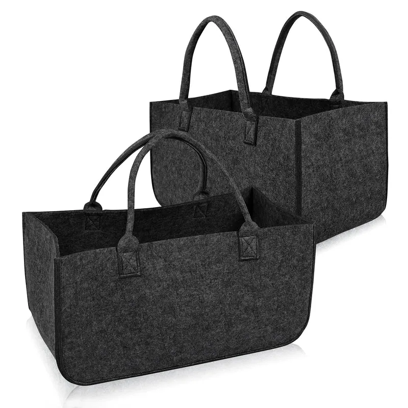 4 Stück Filztaschen Kaminholztasche Filz, Faltbar Kaminholzkorb Filztasche Shopper für Holz Zeitunge