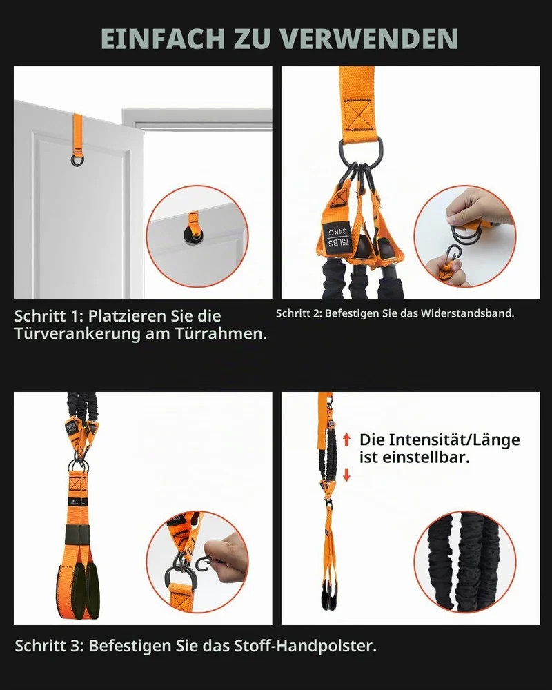 Abahub Trizeps Band Set mit Türanker Verstellbar Tricep Pull Down Fitnessband für Zuhause, Armtraini