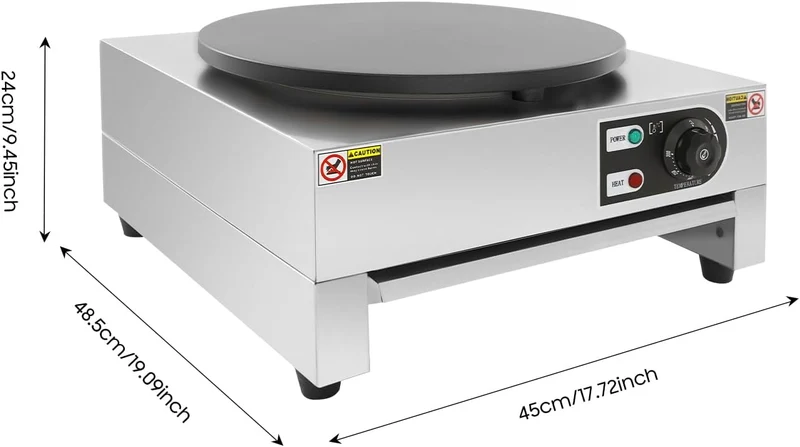 3kW Elektro Crepes Maker, einstellbare Temperatur 50-300 °C, 40 cm Durchmesser, mit Antihaftbeschich