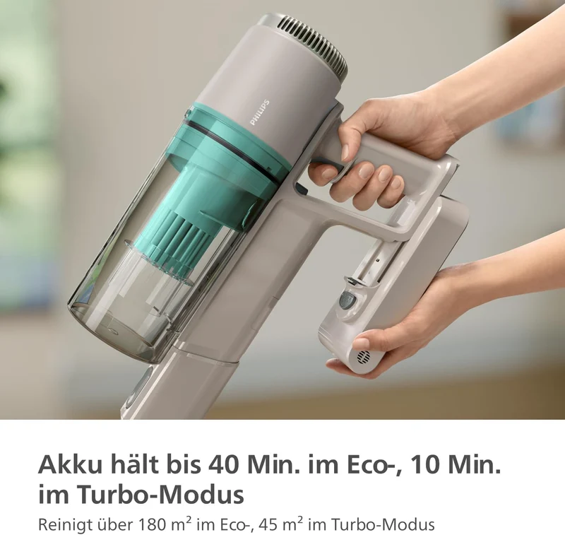 Philips Akku-Staubsauger 2000 Serie. Starke Saugkraft auf Hartböden, 40min Laufzeit, LED-Düse, austa
