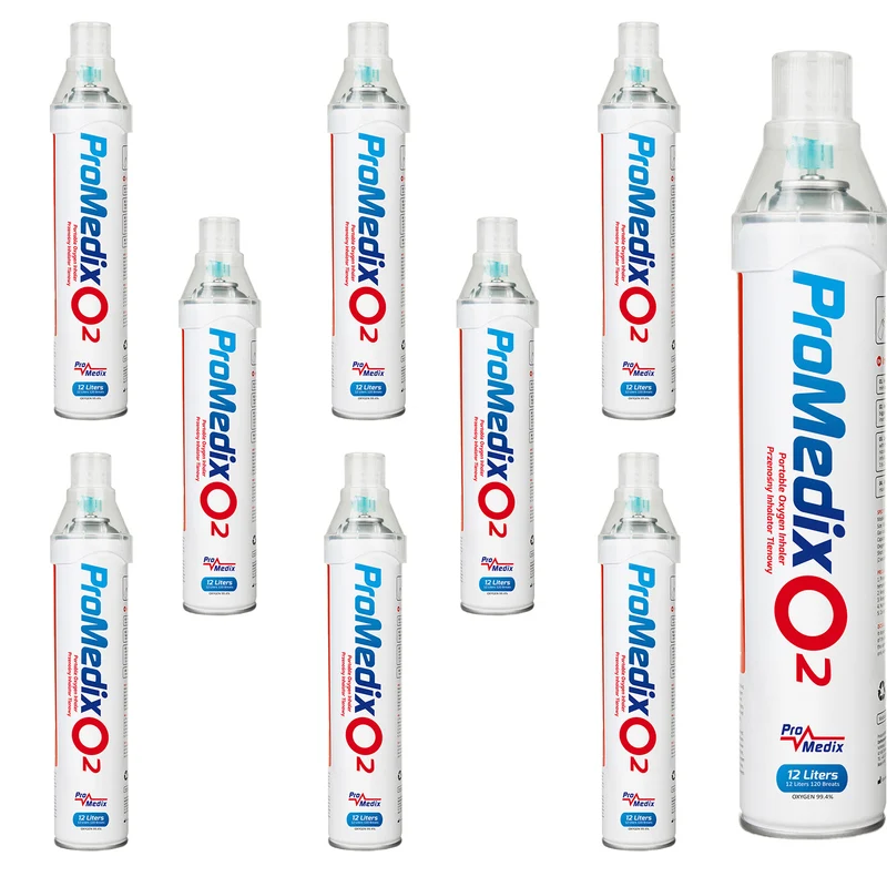 9x Promedix 12L portable 99.4% canned oxygen inhaler, PR-994