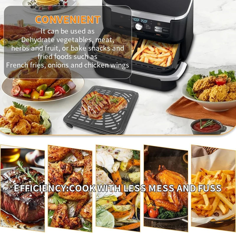 GCQ Air Fryer Grillpfanne für Ninja Foodi FlexDrawer Air Fryer Dual Zone 10,4 l 7-in-1 AF500EU, 2er-