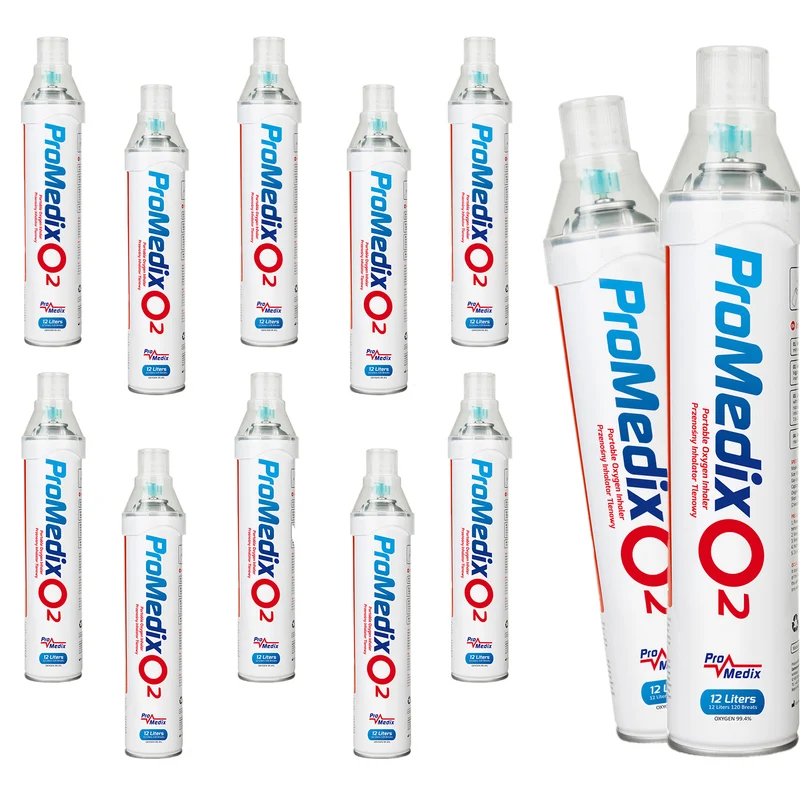12x Promedix 12L portable 99.4% canned oxygen inhaler, PR-994
