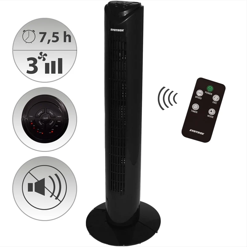 Syntrox Oszillierender Turmventilator Spruzzio | Tower Fan | Standventilator, inklusive Fernbedienun