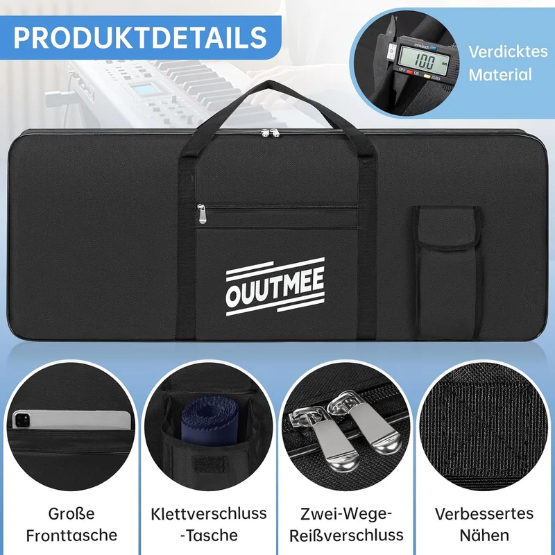 61 Keyboard Tasche Zwei Möglichkeiten Zum Tragen,103 x 40 x 13 cm Keyboard Piano Tasche,600D Waterpr