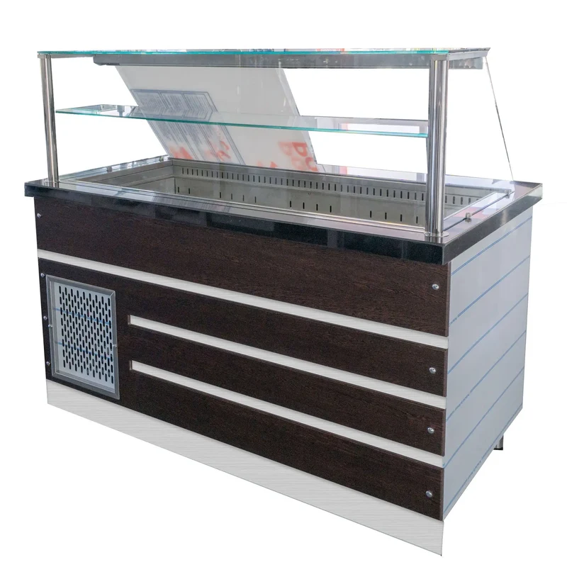 Salattheke SL-D-150 GW BRS Umluft Schwarz Granit 4x GN 1/1 Dekor Wenge 3