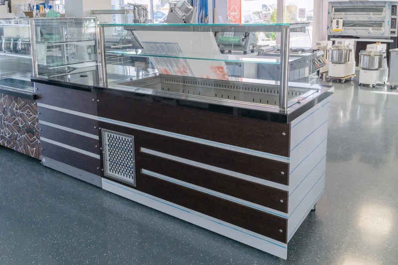 Salattheke SL-D-150 GW BRS TV Umluft Obere Lüftung Schwarz Granit 4x GN 1/1 Dekor Wenge 3