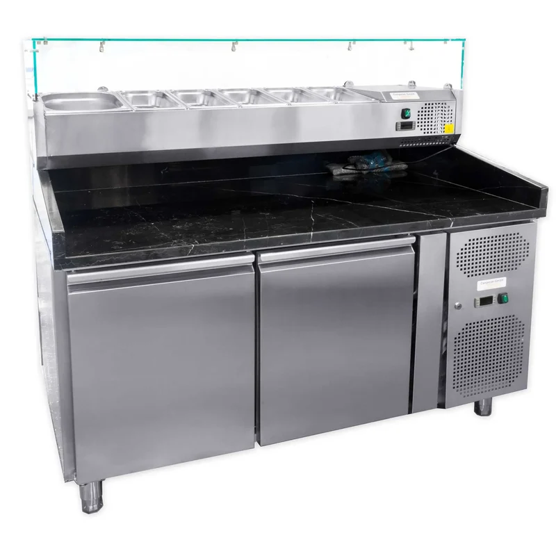 Pizzakühltisch mit Aufsatzvitrine 150 cm