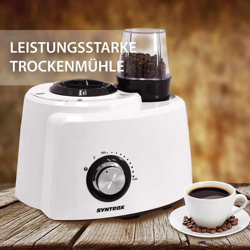 Syntrox Germany KC-1200W-W de Luxe XXL Weiss 5,8 Liter Edelstahl Food Processor Küchenmaschine mit t