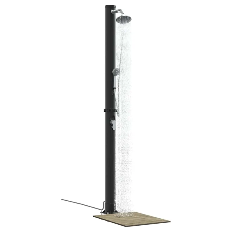 vidaXL Aussen Solardusche Schwarz 217 cm PVC und Aluminium, Moderner Zylindrischer Duschspass, umwel
