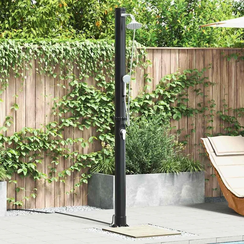 vidaXL Aussen Solardusche Schwarz 217 cm PVC und Aluminium, Moderner Zylindrischer Duschspass, umwel