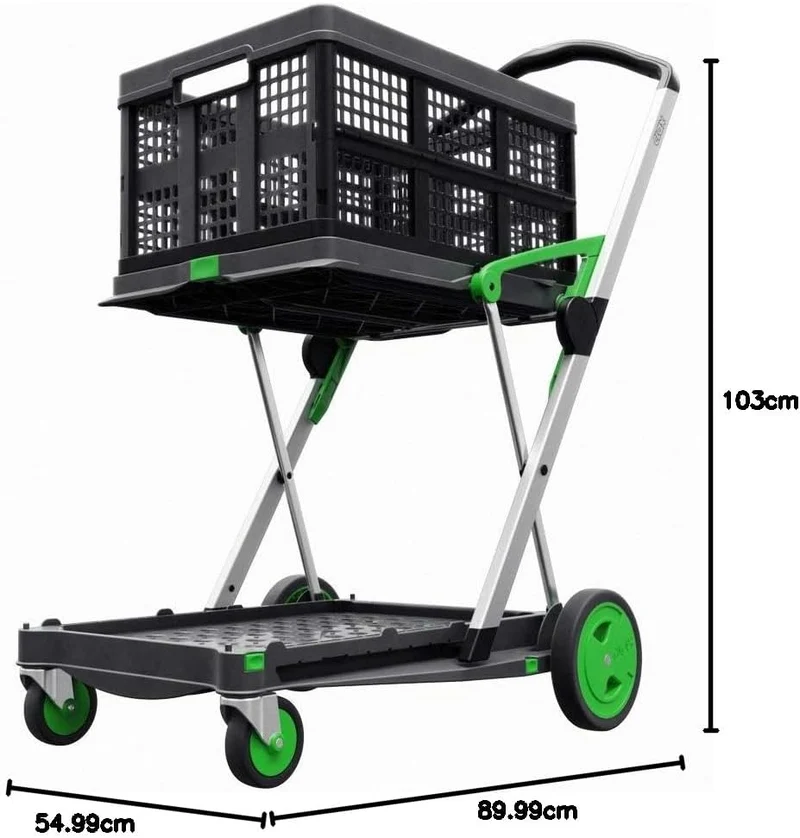 CLAX® Der Innovative Fahrwagen | Faltwagen | Claxmobil | Trolley | mit Klappbox | grün