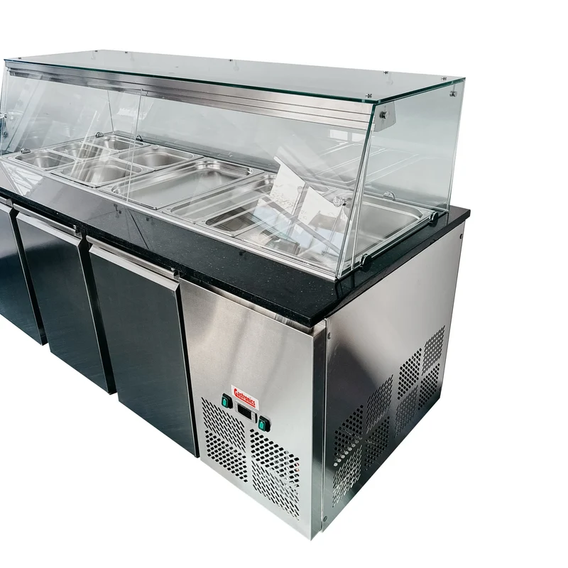 Salattheke Kühltheke Salatvitrine Glasaufsatz Dönertheke mit Verkleidung